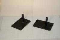 These heavy steel bases hold upright poles for curtains, blacks or poles for multiple purposes